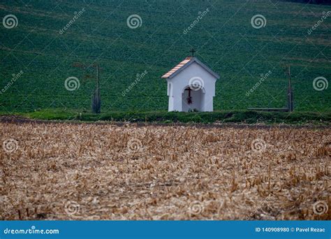 A Small Chapel In Autumn Fields Stock Photo Image Of Light