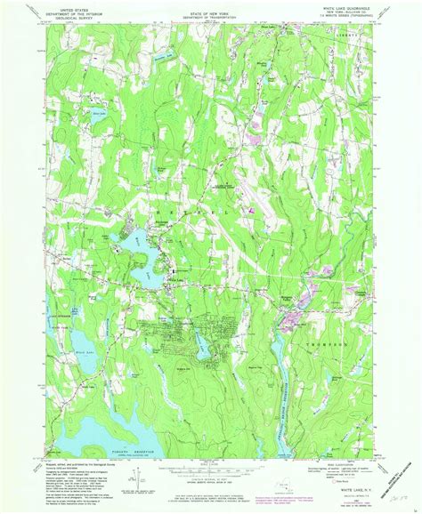 Classic USGS White Lake New York 7.5'x7.5' Topo Map – MyTopo Map Store