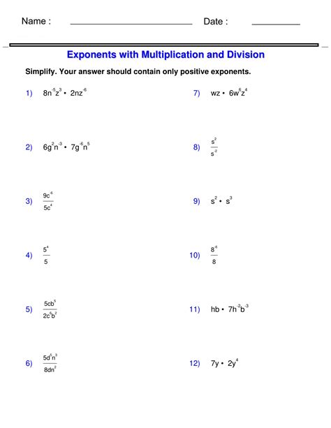 Exponents And Radicals Exponents With Multiplication And Division