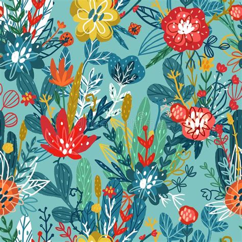 Seamless Hand Drawn Floral Pattern Stock Vector Illustration Of