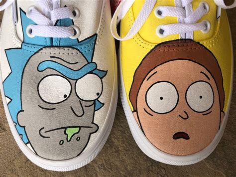 Hand Painted Shoes Rick And Morty Etsy