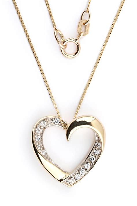Womens 10k Yellow Gold Heart Shaped Diamond Pendant With Etsy