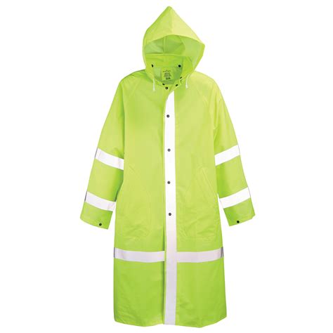 Neese Lime Green 48 Pvc Vinyl Raincoat With Reflective Striping