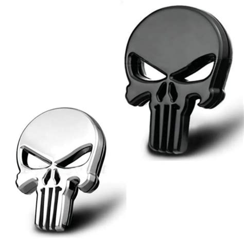 3d Metal The Punisher Skull Skeleton Car Motorcycle Body Emblem Badge