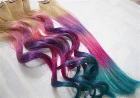 Pastel Tie Dye Hair Tips Dirty Blonde Human Hair Extensions Etsy