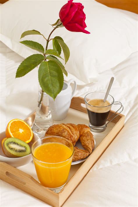 Delicious Breakfast In Bed Prepared Mediterranean Romantic Breakfast