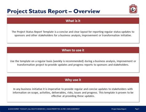 Project Status Report Guide And Template By Expert Toolkit