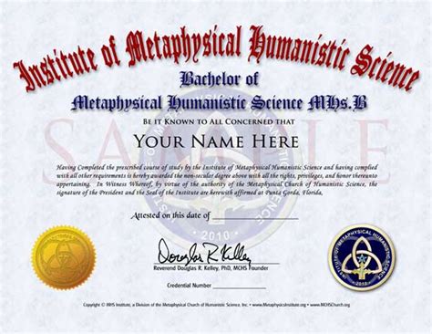 This is a valuable free service directed at above averagely intelligent people who understand the value of being able to instantly convert their existing knowledge into a degree, quickly and legally. Degree Program Overview - IMHS Metaphysics Institute