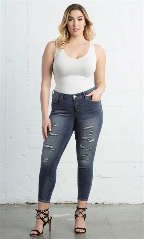 Plus Size Distressed Jeans Plus Size Ripped Jeggings
