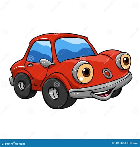 Funny Cartoon Cars Red Car Cartoon Stock Vector Illustration Of