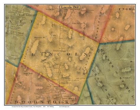 Lincoln New Hampshire 1860 Old Town Map Custom Print Grafton Co