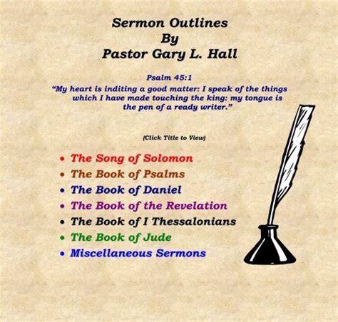 Sermon Outlines By Pastor Gary L Hall Island Ford Baptist Church