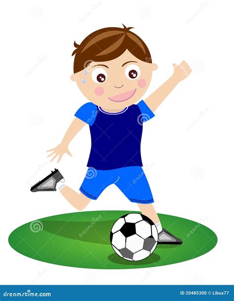 Boy Kicking Soccer Ball Football Isolated Stock Illustration
