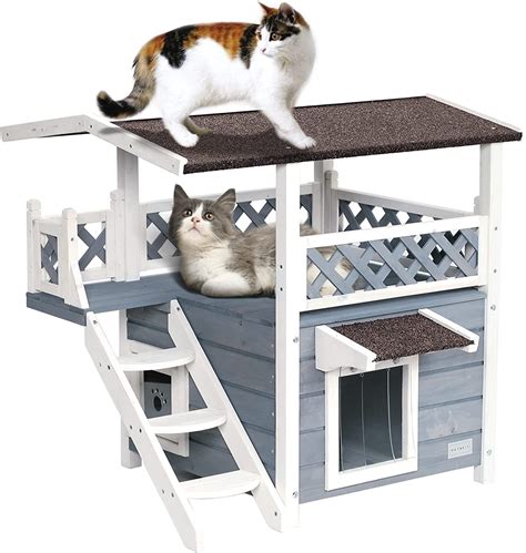 Petsfit 2 Story Outdoor Weatherproof Cat Housecondoshelter With Stair
