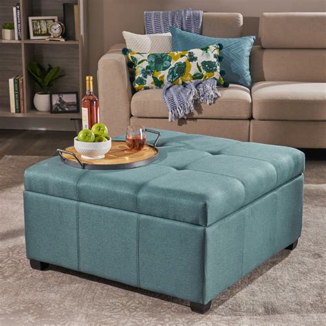 Carlyle Square Tufted Fabric Storage Ottoman Coffee Table – GDF Studio
