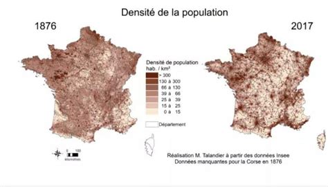 Population Density In France 1876 Vs 2017 Map Historical Pictures