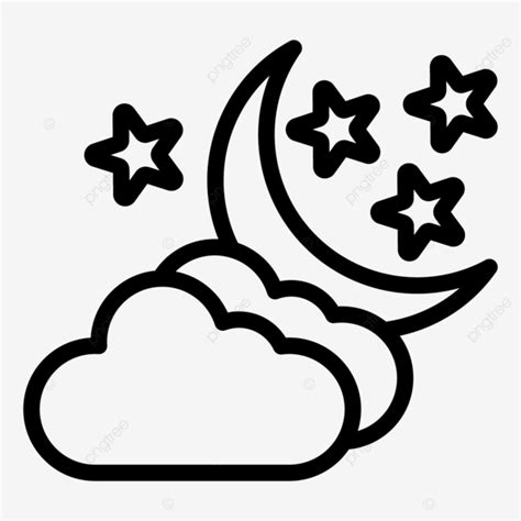 Night Vector Icon Design Illustration Night Cloudy Night Moon Png