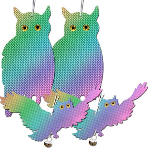 Buy Mortime 4 Pack Bird Scare Owls Reflective Owl Deterrent Effective