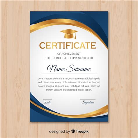 Beautiful Certificate Template With Golden Elements Free Vector