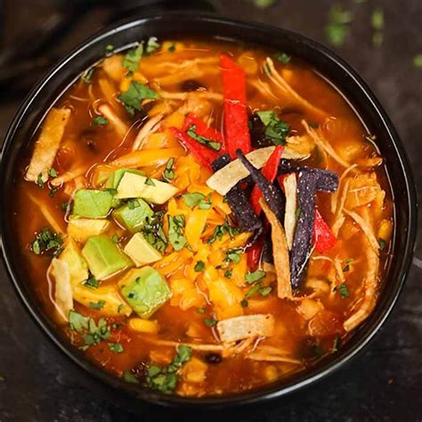 Pour over the enchilada sauce and 3 cups broth. Crockpot chicken tortilla soup recipe - Easy and Budget ...