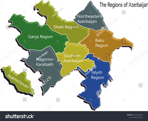 Azerbaijan Regions Map Drawingmap Azerbaijan Azerbaijan Vector De