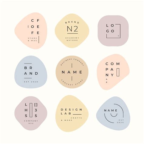 Free Vector Minimal Logo Collection With Pastel Colors