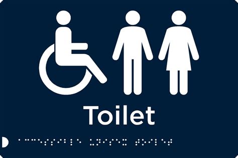 Accessible Unisex Toilet Sign Braille Signs