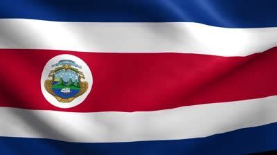 Playa azul, guanacaste, costa rica. La bandera de Costa Rica es roja, azul, y blanca. La ...