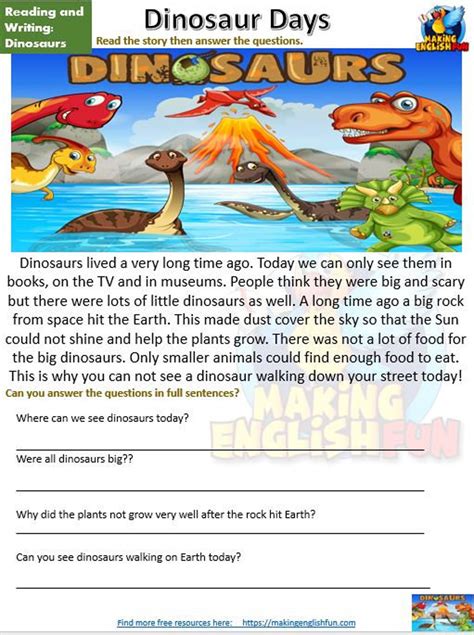 dinosaurs reading comprehension worksheet24