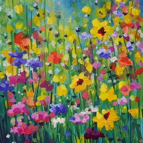 Wildflowers 1 By Kath Dunne Acrylic ~ 7 Inches X 5 Inches Flower