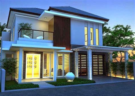 Rumah dengan nuansa warna krem dan coklat sangat serasi dengan batu alam yang natural. 75 Contoh Desain Rumah Minimalis 2 Lantai Yang Nampak ...
