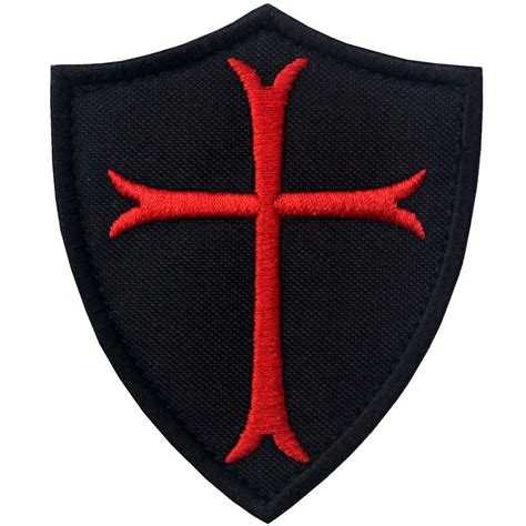 Knights Templar Cross Shield Military Morale Embroidered Fastener Hook