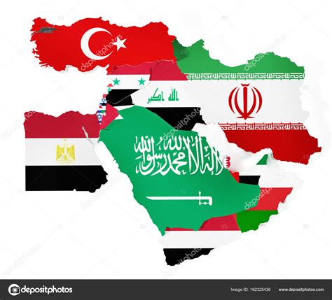 Middle east flags illustrations & vectors. Middle East countries covered with country flags. 3D ...