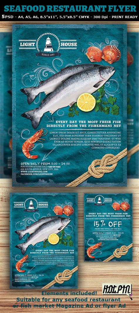 Seafood Restaurant Magazine Ad Or Flyer Template On Behance
