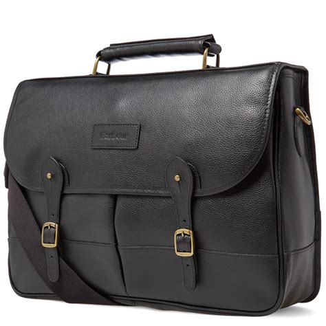 Barbour Leather Briefcase Black End