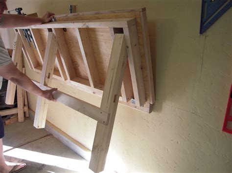 Fold Down Work Bench For My Garage Work Shop Wood Folding Workbench