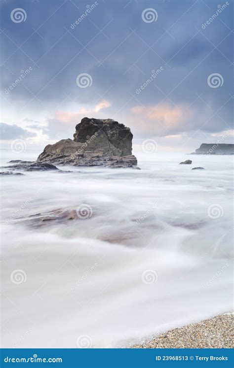 Cornwall Twilight Seascape Polzeath Uk Stock Image Image Of