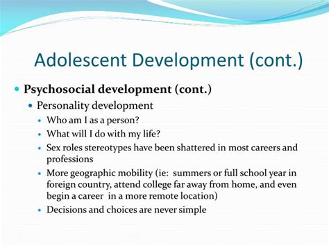 Ppt Growth And Development Of The Adolescent 11 To 18 Years Chapter