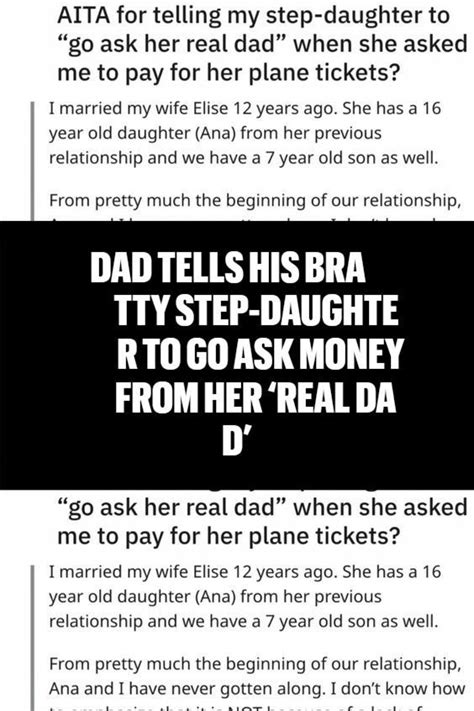 An Ad With The Words Dad Tells His Bra Try To Ask Money From Her Real Dad