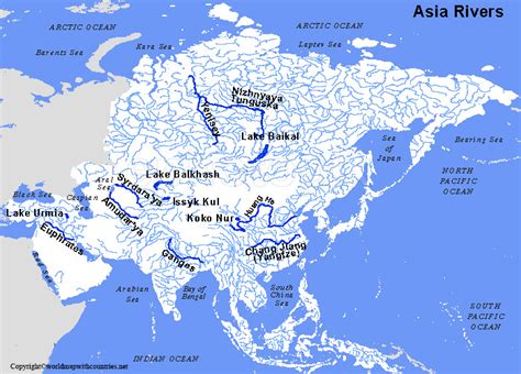 4 Labeled Asia River Maps For Free