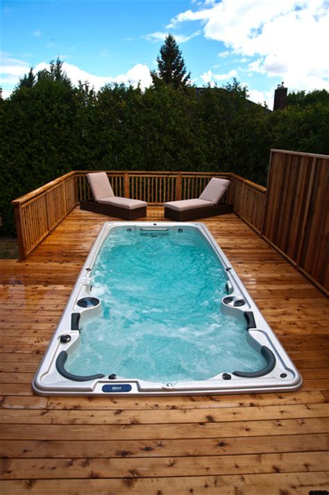 Through a patented filtering and cleaning system, a hydropool hot tub can filter all of your hot tub's water in only 15 minutes. Our Unique Patented Self-Cleaning Swim Spas - Modern - Hot ...