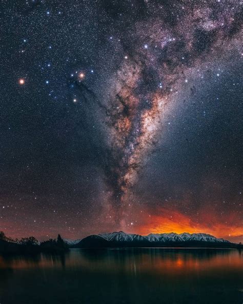 La Voie Lactée Au Dessus Dun Lac En Nouvelle Zélande Paysage Nuit