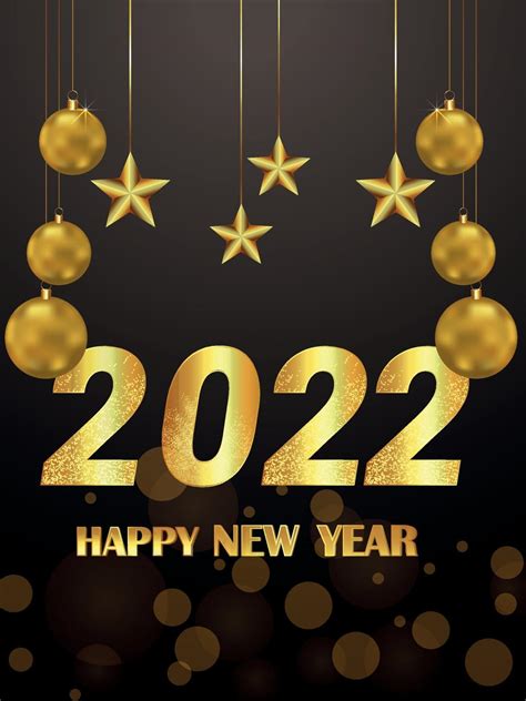 Invitation Party Flyer Of Happy New Year 2022 With Golden Party Balls