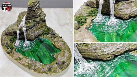 How To Make Green Lake Waterfall Diorama With Out Resin Diy Mountain