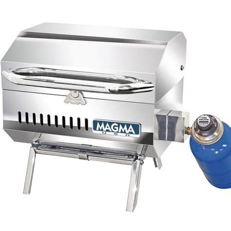 This grill is an onboard kettle cooker in a virtually windproof design, making it perfect for cooking on boats. Magma Trailmate Connoisseur Series Portable Propane Gas ...