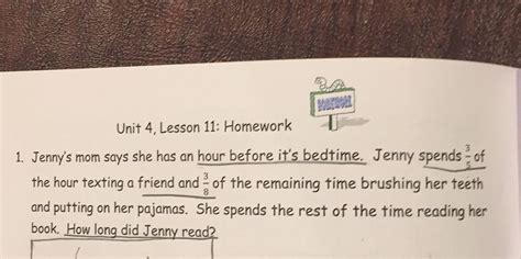 4 Homework 1 Jenny S Mom Says She Has An Hour Before Bedtime Jenny