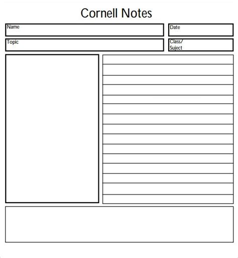 Free 13 Sample Editable Cornell Note Templates In Pdf Ms Word