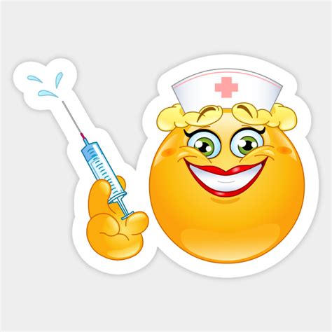 Nurse Emoji Emoticon With Syringe Emoji Pegatina Teepublic Mx