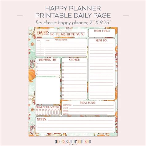 Happy Planner Printable Daily Planner Refills Inserts X Etsy