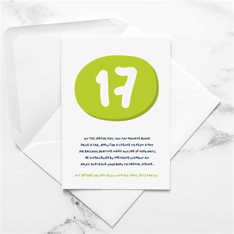 Funny 17th Birthday Card By Paperjam Print Co